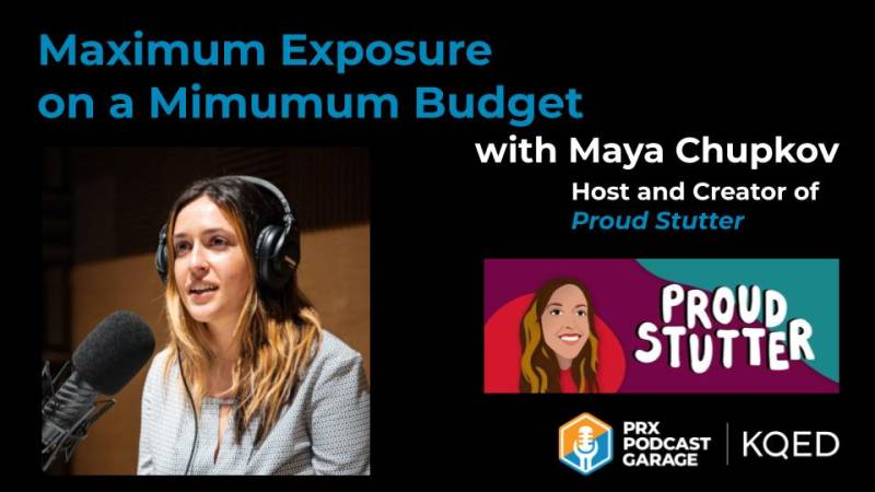 Cover photo for workshop featuring image of Maya Chupkov and the logo of her podcast